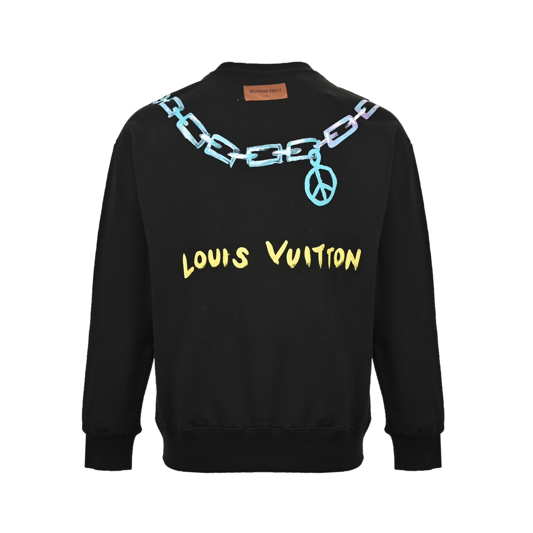 Louis Vuitton 24Fw gradient necklace pendant print crew neck sweatshirt