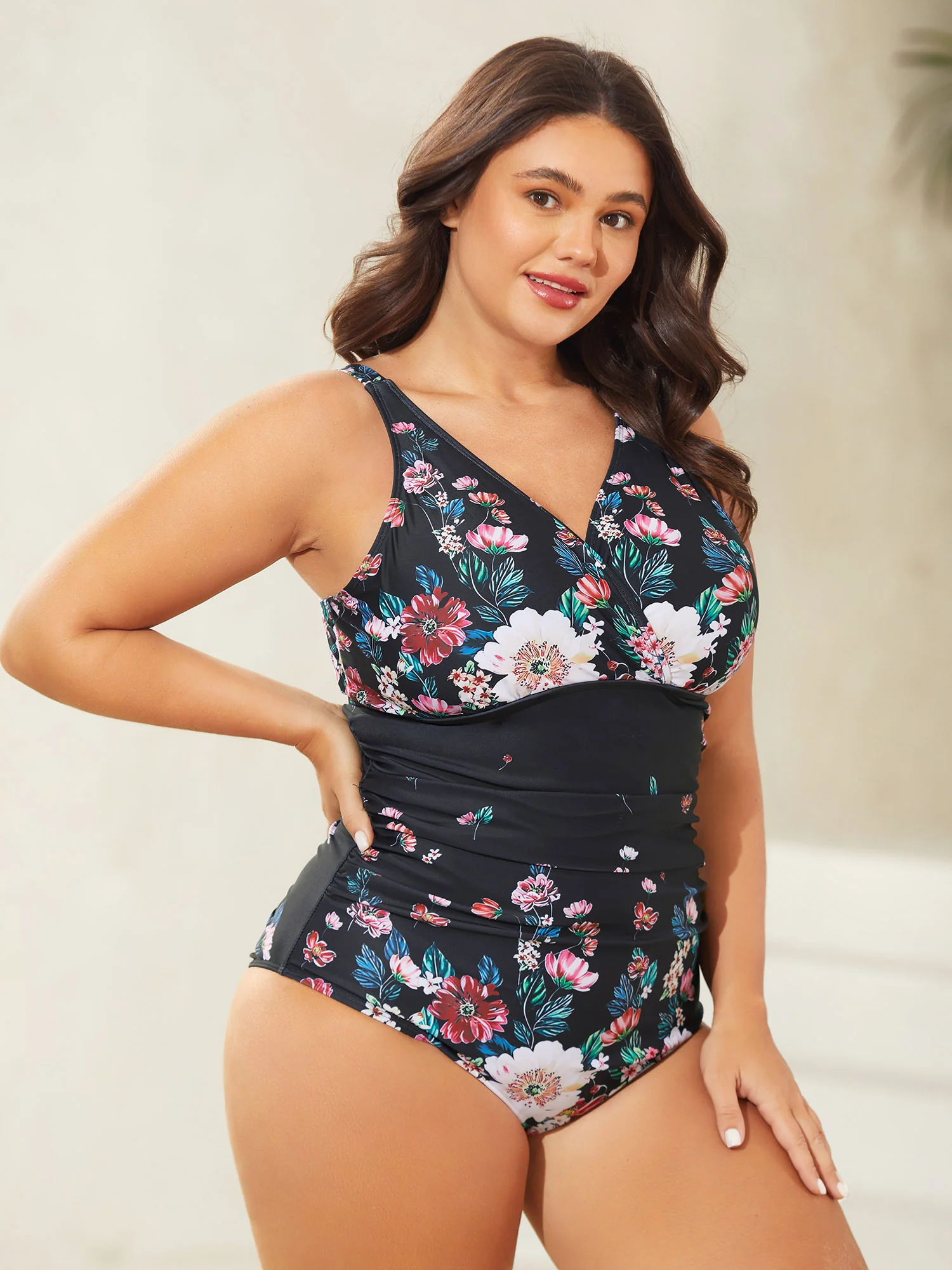Two-Piece Floral Print Sarong, Swimsuit