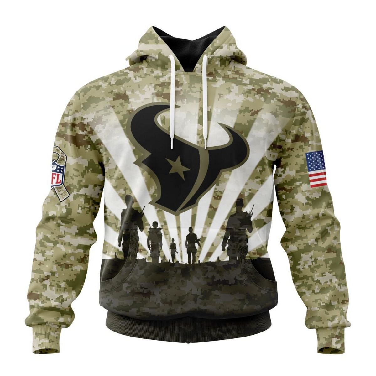HOUSTON TEXANS 3D HOODIE HONOR VETERANS