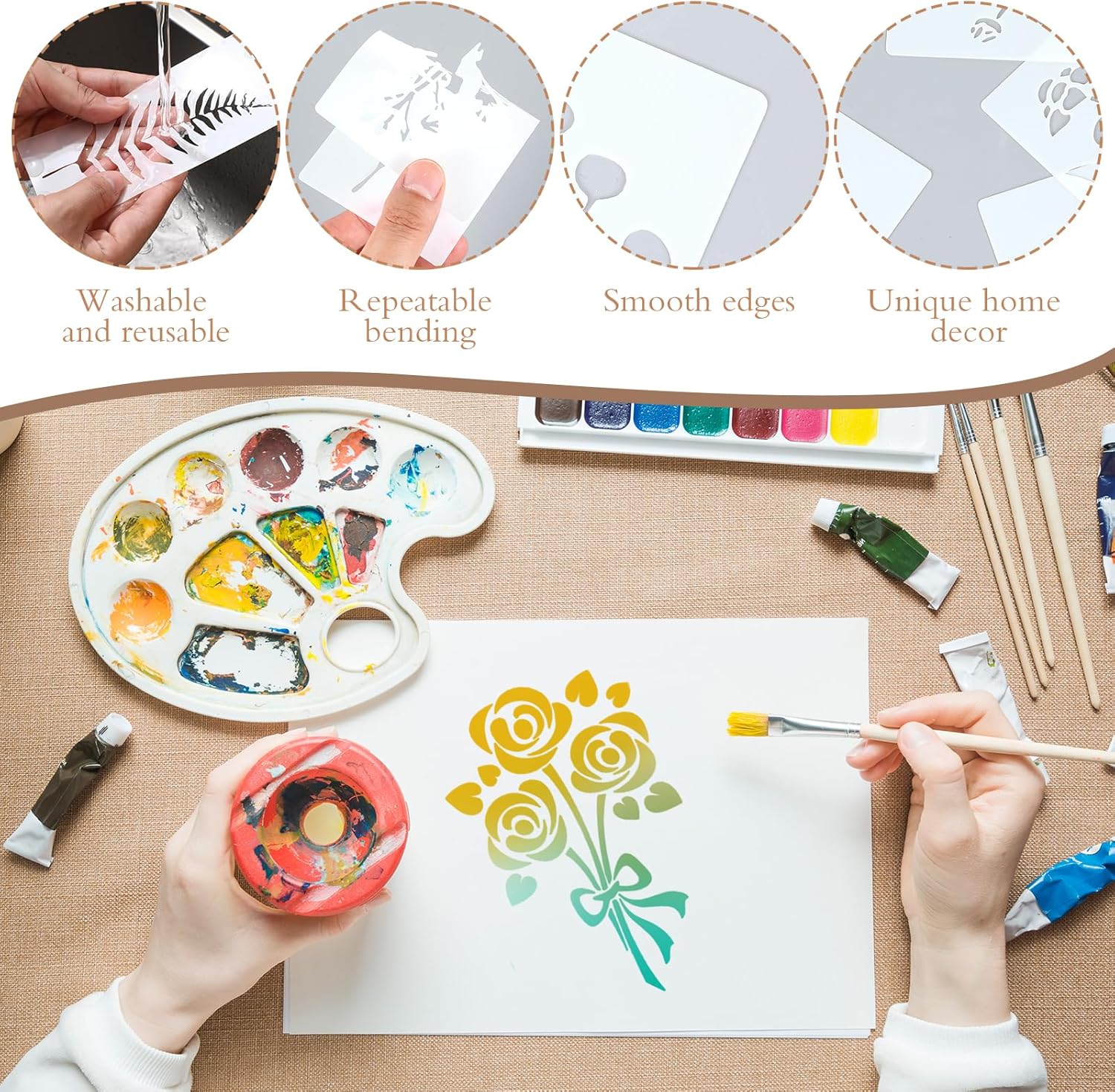 💐🌸 Reusable Botanical Flower Stencils 🏠