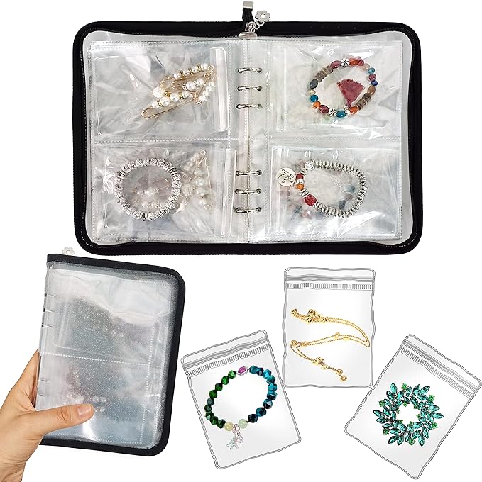 🔥Last Day Promotion-SAVE 50% OFF🔥Transparent Jewelry Storage Book With 60 Portable Anti Tarnish Jewelry Bags
