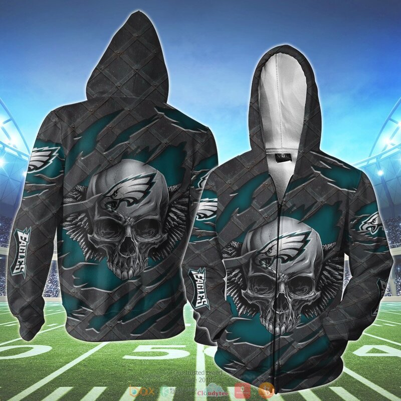 PHILADELPHIA EAGLES WINGS SKULL 3D HOODIE