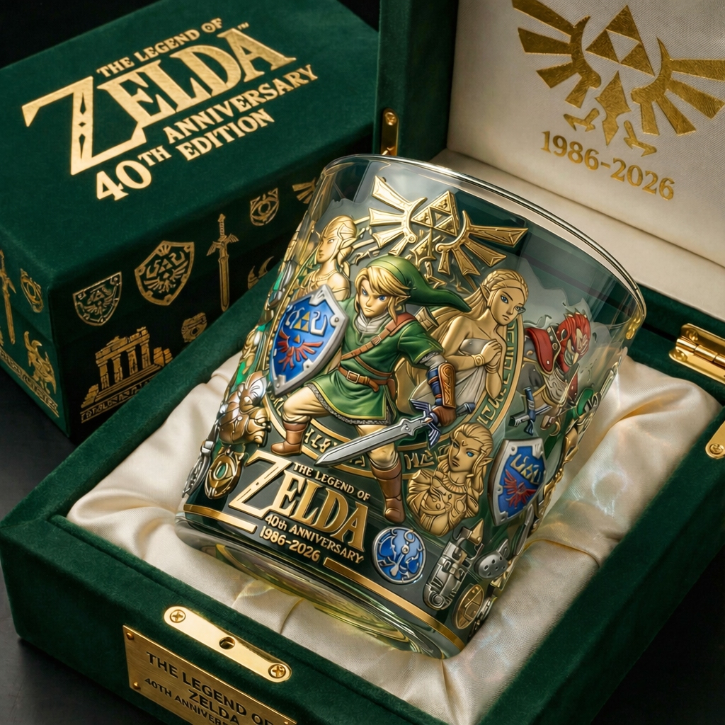 The Legend of Zelda 40th Anniversary Commemorative Whiskey Glass