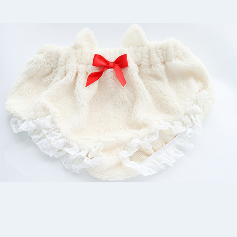 Bow Knot Lace Up Cloak Cat Ears Halter Plush Lingerie
