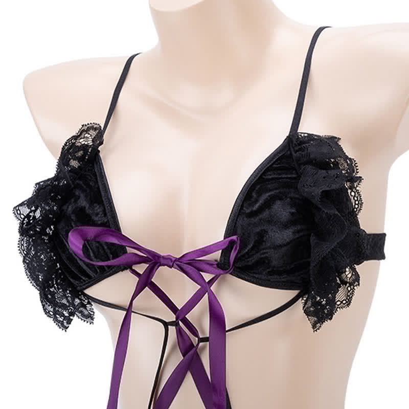 Cosplay Kitty Lace Up Bikini Lingerie Set