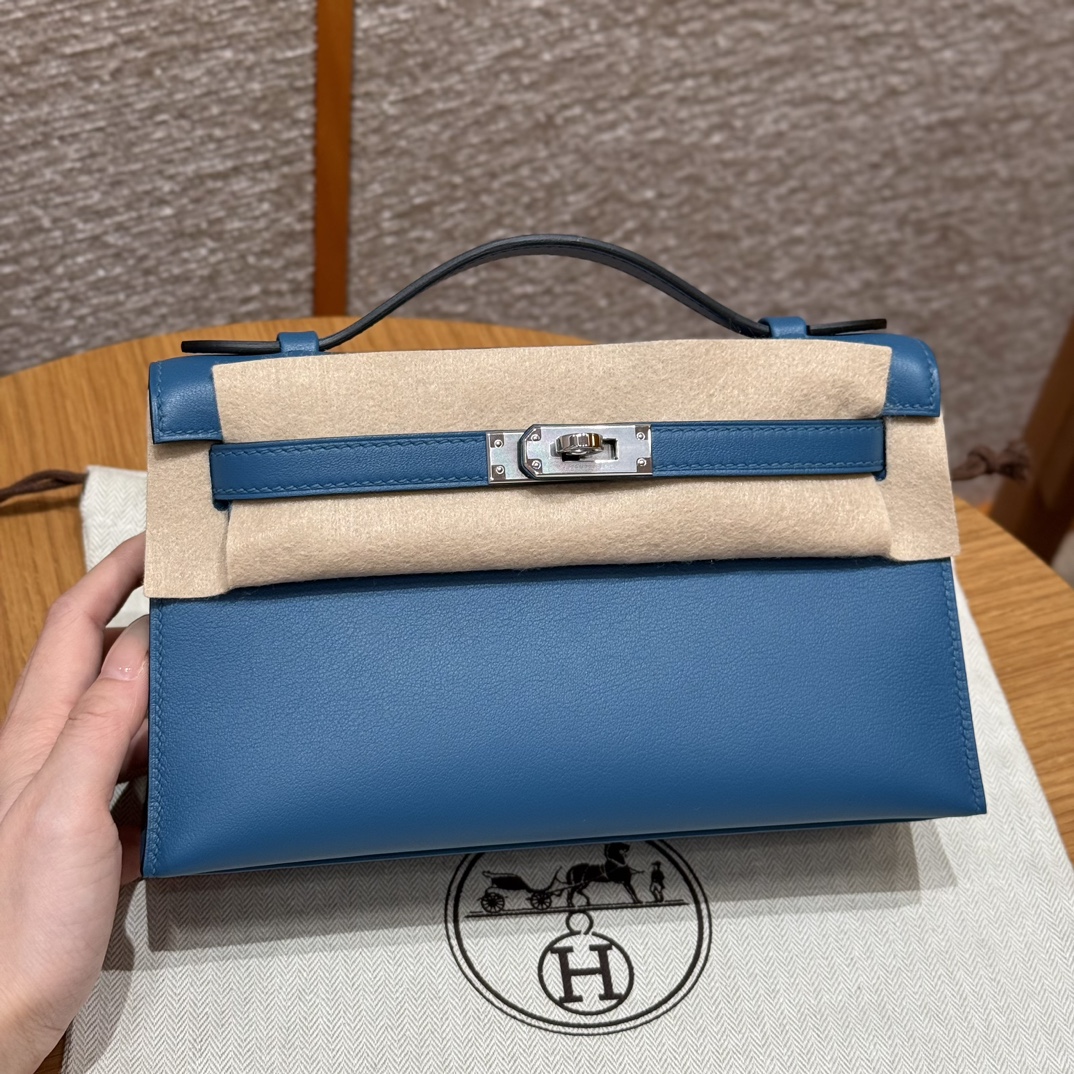 Hermès Kelly Pochette 7WBlue izmir Handbag (Handmade to Order)