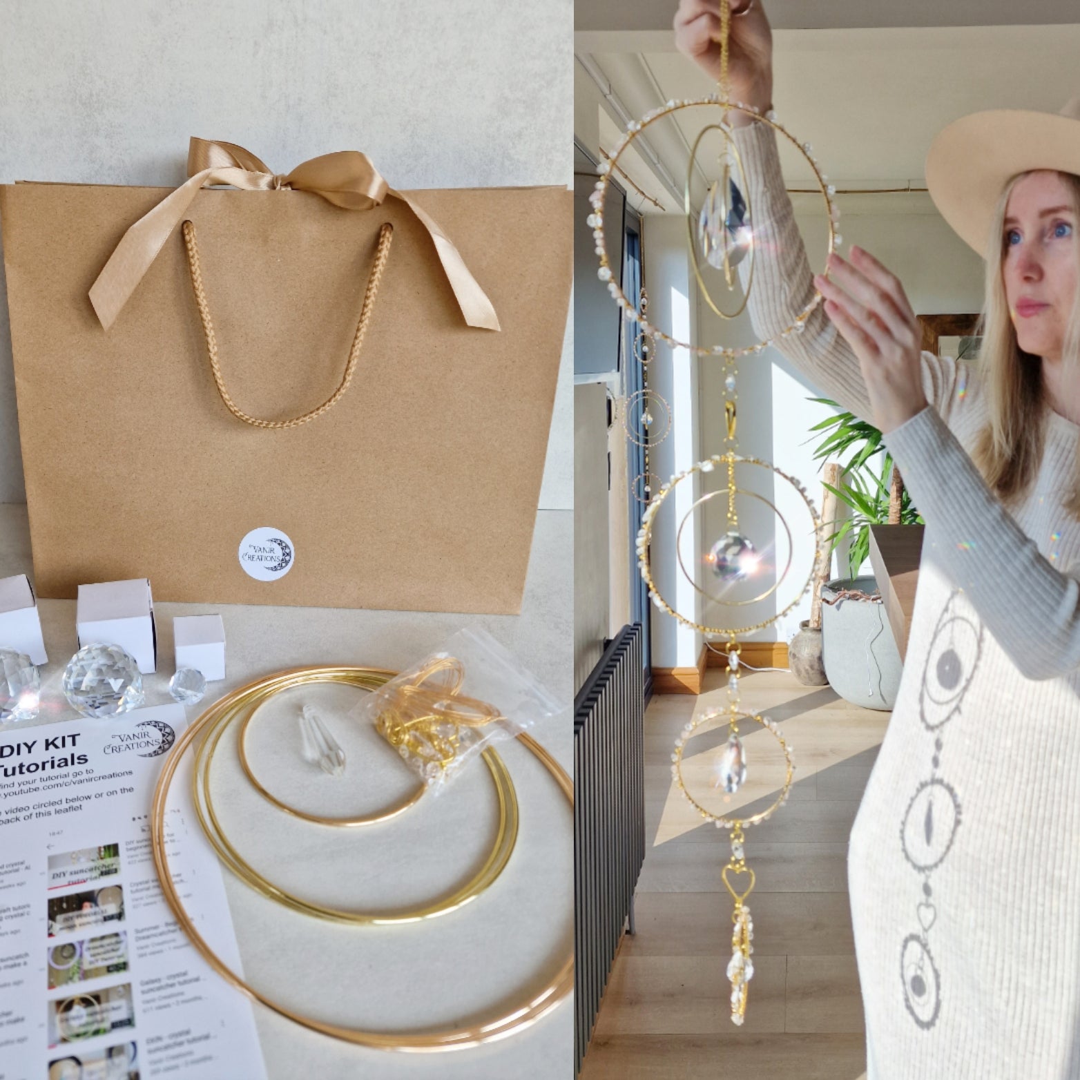 large crystal suncatcher DIY kit with wire wrapping Persephone