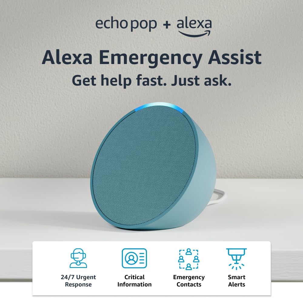 Amazon Echo Pop | Full sound compact smart speaker with Alexa | Charcoal