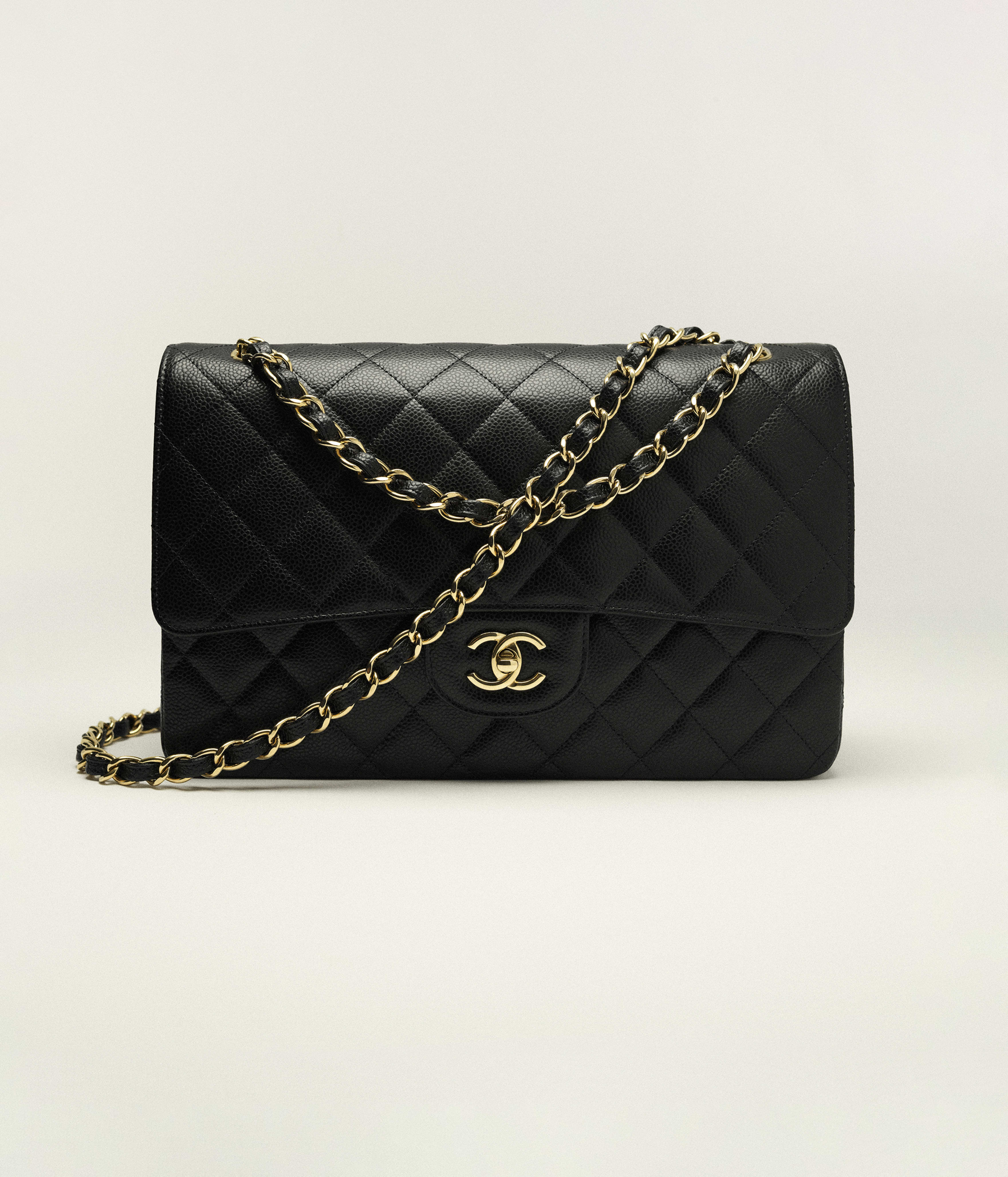 Chanel Large Classic Bag Grained Calfskin & Gold-Tone Metal Black A58600-Y01864-C3906