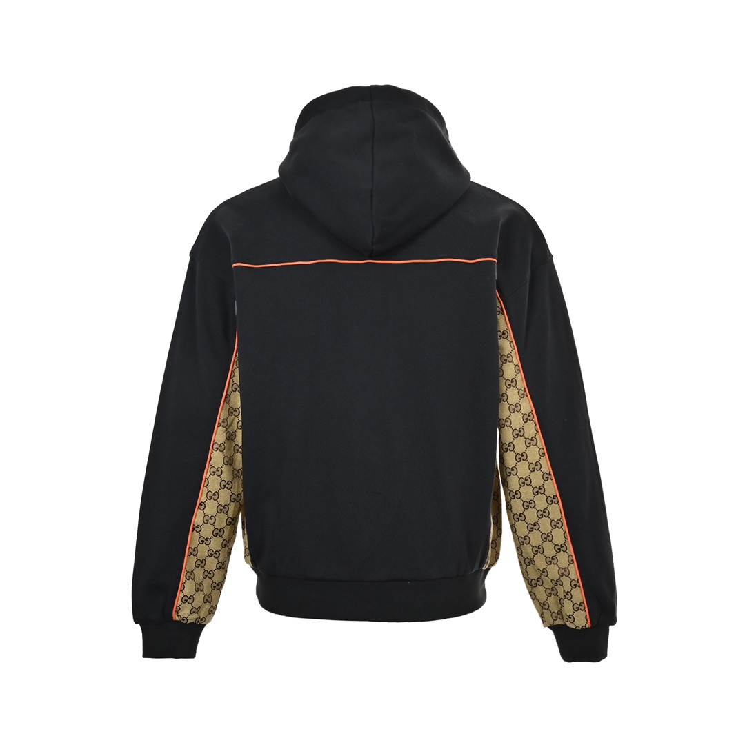 Gucci 24Fw monogram patchwork zip-up hooded jacket
