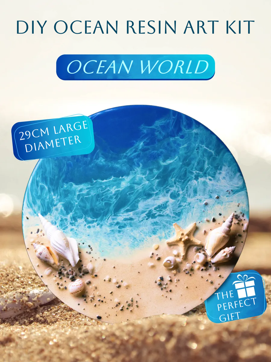 DIY Ocean Resin Art Kit – Epoxy Resin Beach Scene Craft Set with Shells, Sand, Pigments & Video Tutorial