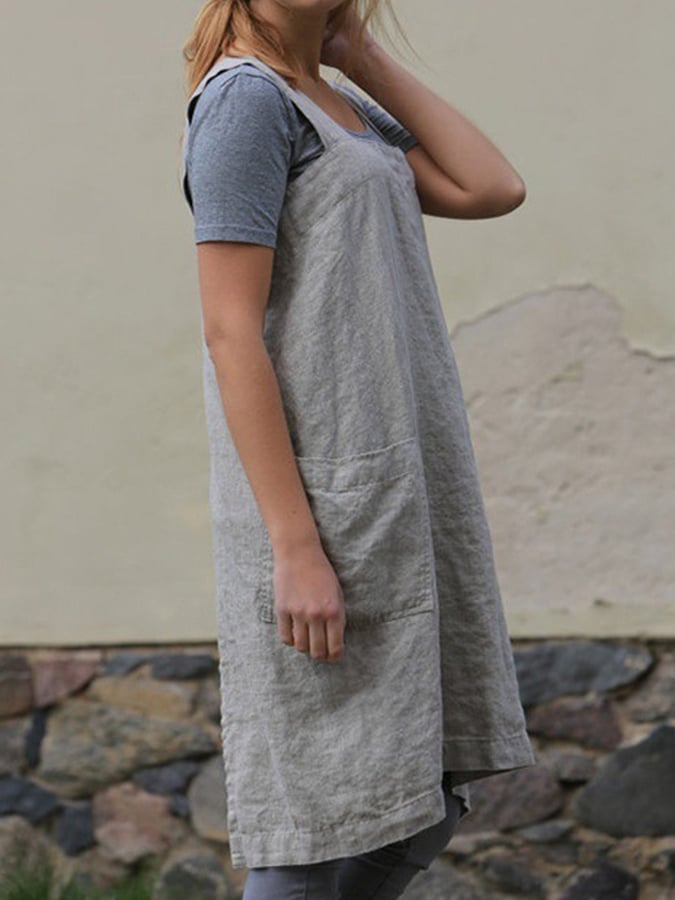 Women's cotton and linen loose apron