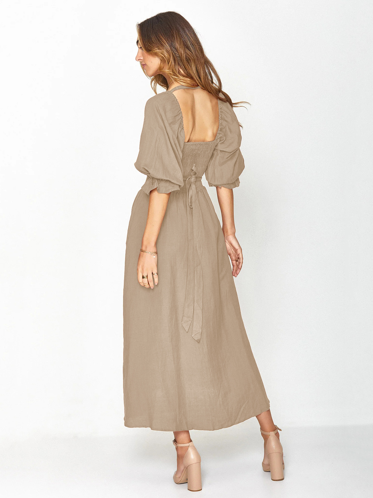 💥Hot Sale-[SAVE 50% OFF]--🏖️FRENCH RUFFLED LANTERN SLEEVES MULTI-WEAR DRESS--BUY 2 GET 10% OFF & FREE SHIPPING
