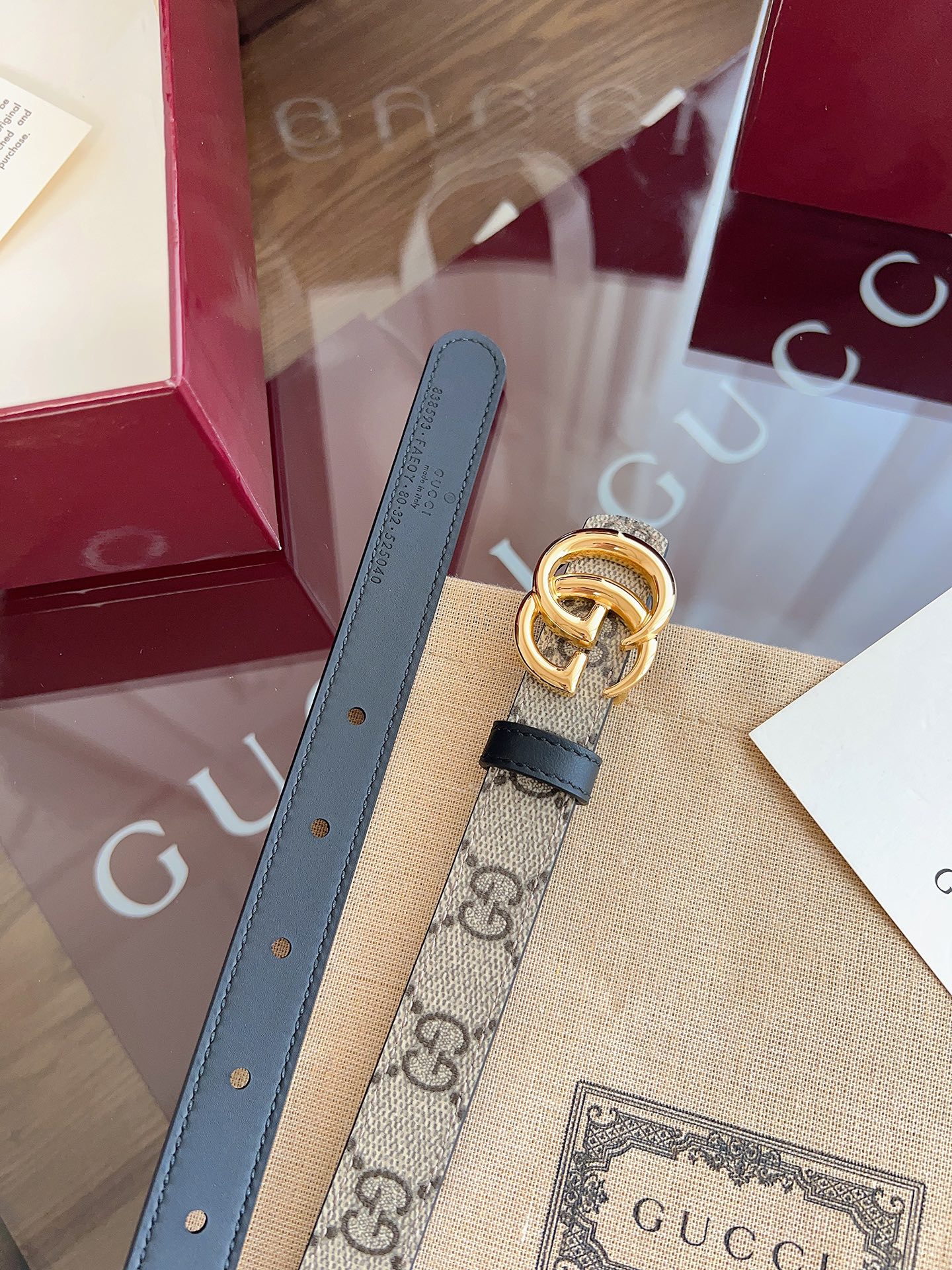 Gucci Double G steel buckle women's cowhide double-sided belt width 2.0cm