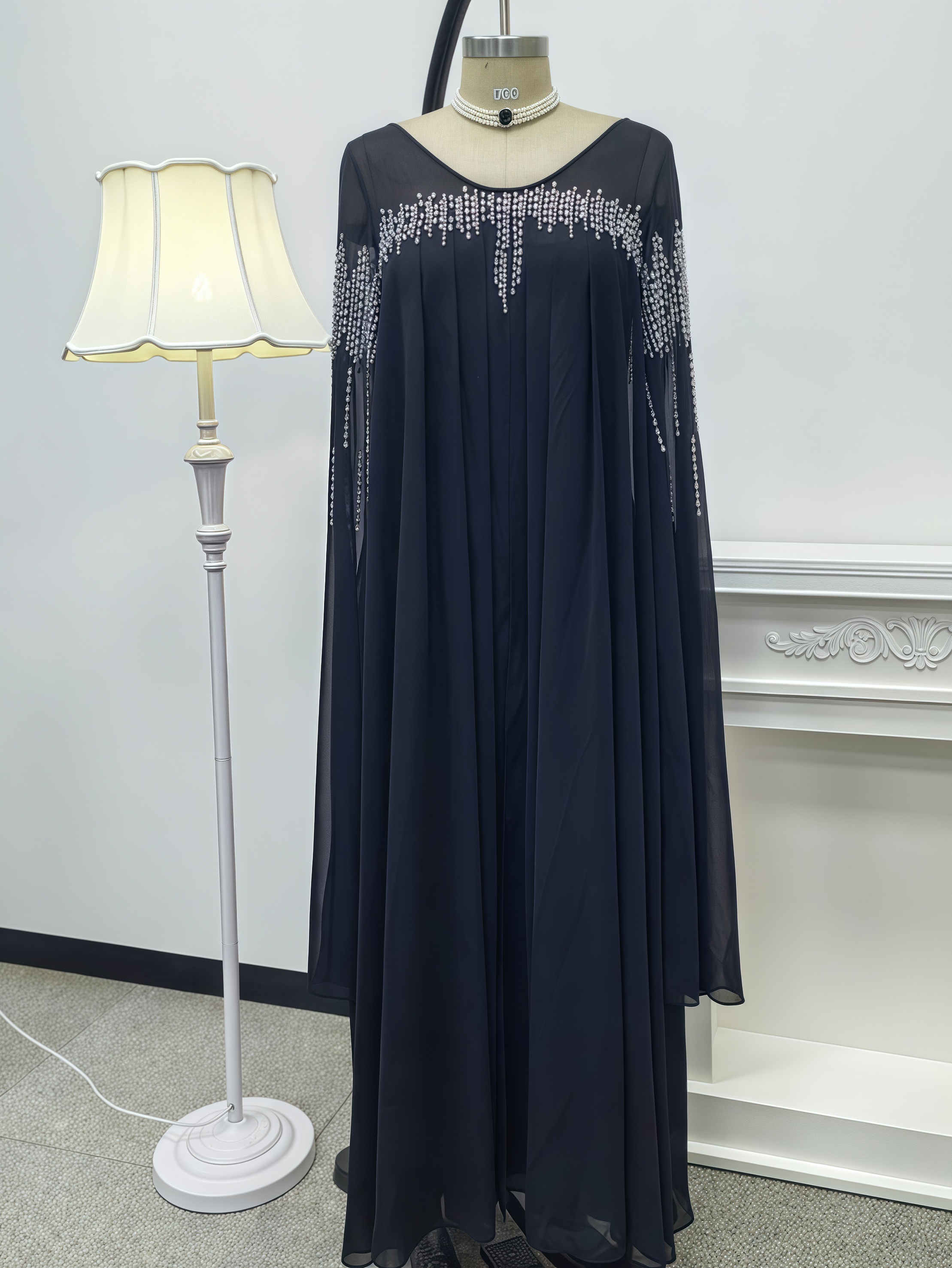 V-Neck Rhinestone Elegant Dress