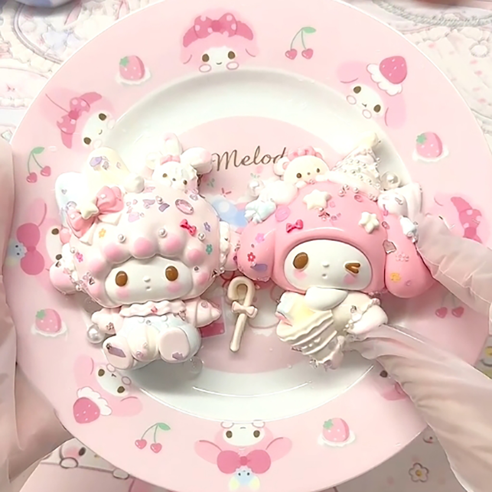 Kawaii Creamy Putty Sensory Toy - My Melody & Lamb Dual Pack, Non-Toxic Food Silicone Squeezer