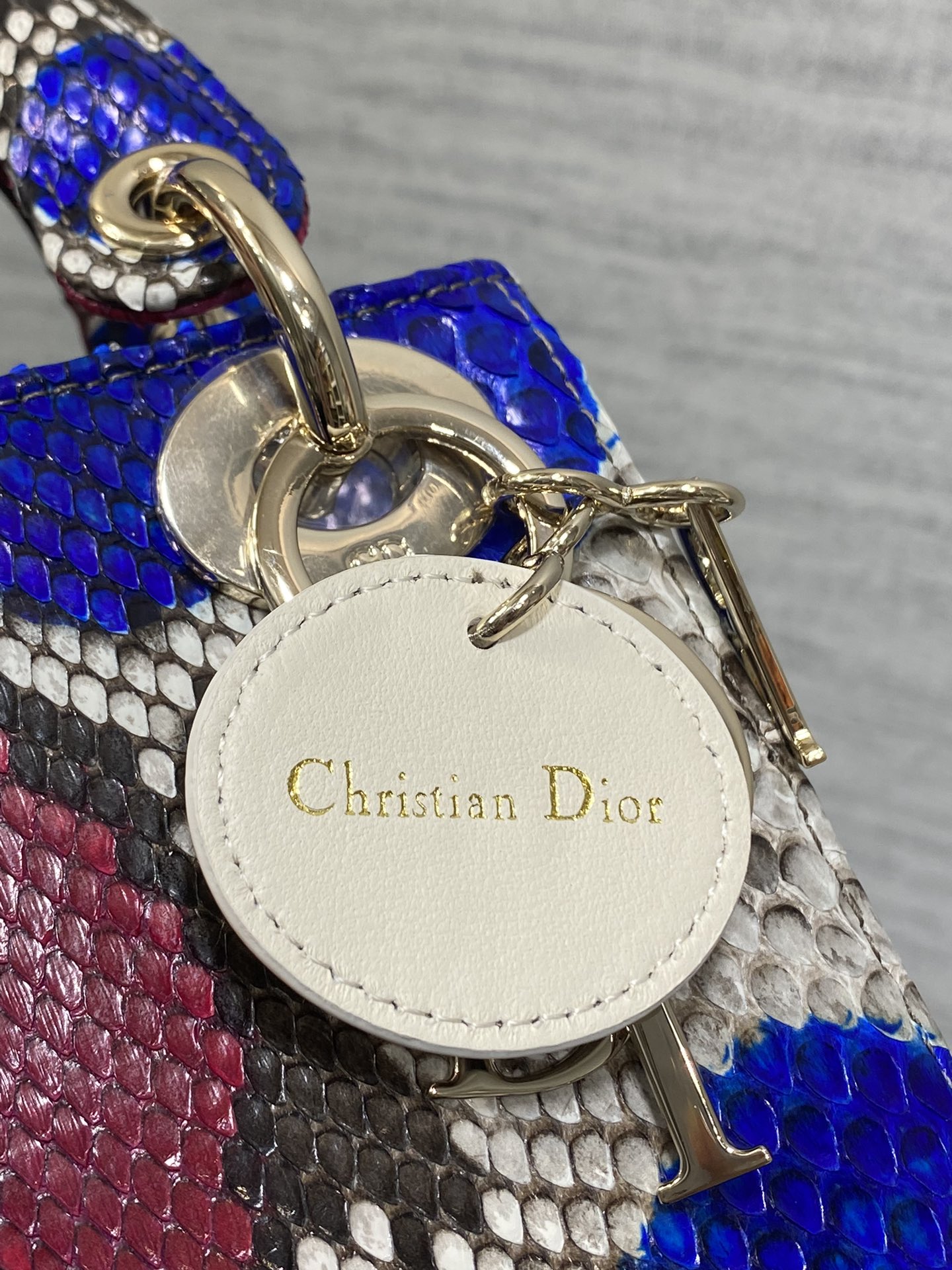 Dior Lady three-grid rare snakeskin Princess Diana bag