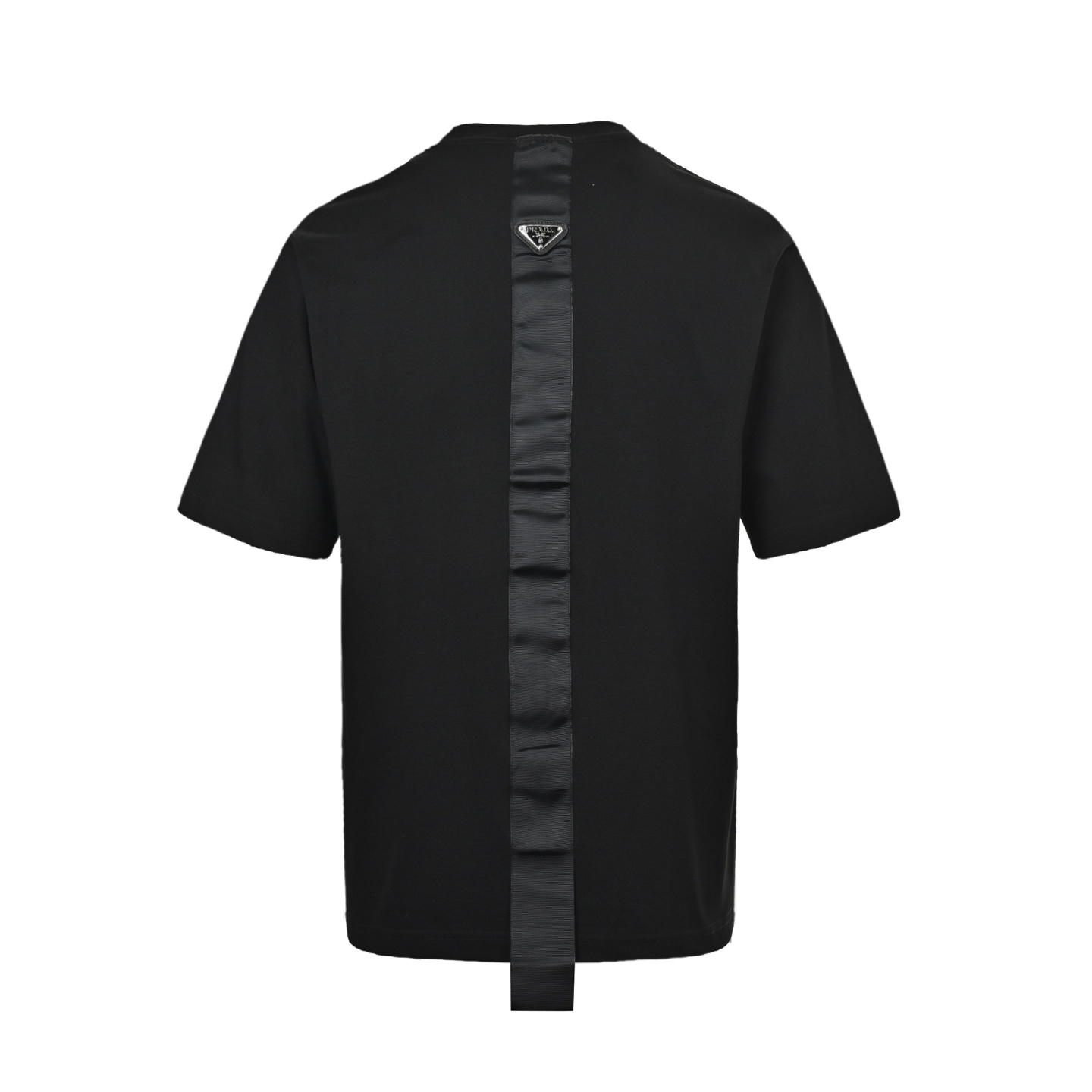 Prada 25ss short-sleeved shirt with triangle logo on the back