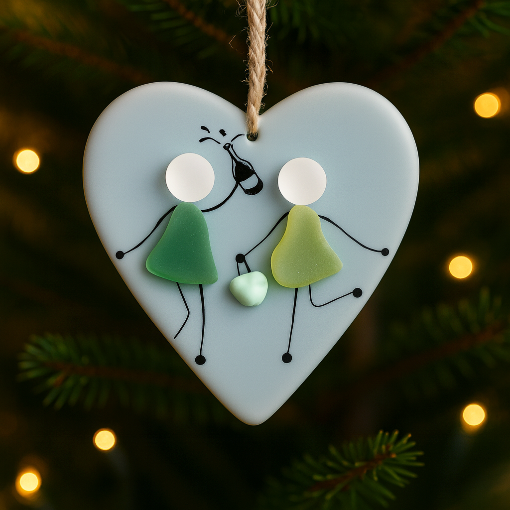 Friendship by the Sea Sea Glass Decoration
