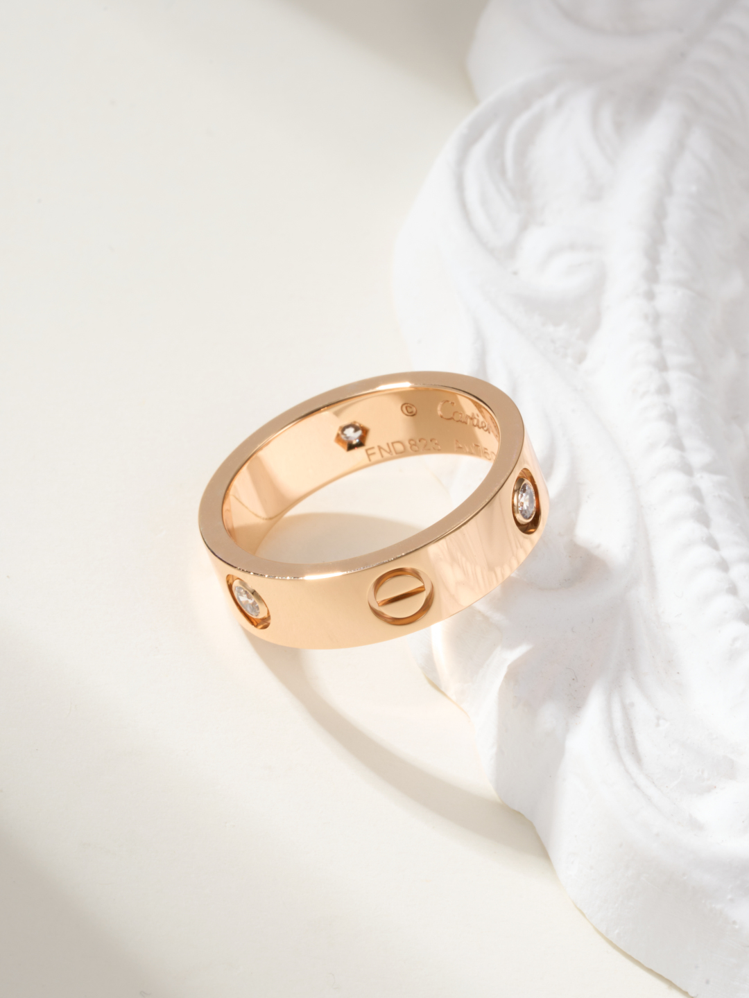 Cartier love wide three diamond ring