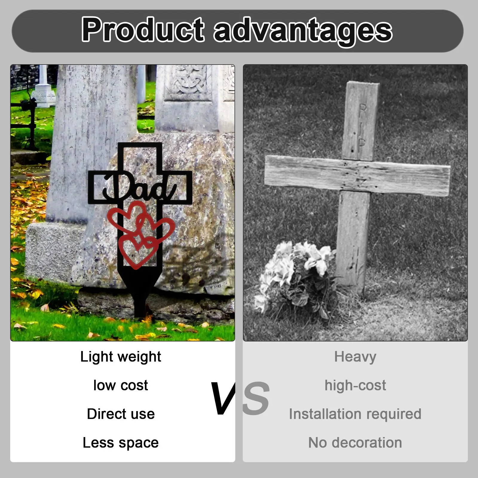 ✝️🙏Metal Cemetery Memorial Stake🔥Buy 2+ Get 10% OFF & FREE SHIPPING