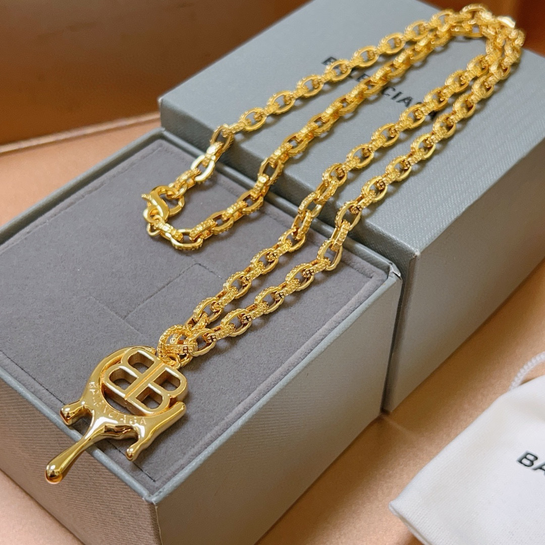 Balenciaga BB chain gold necklace