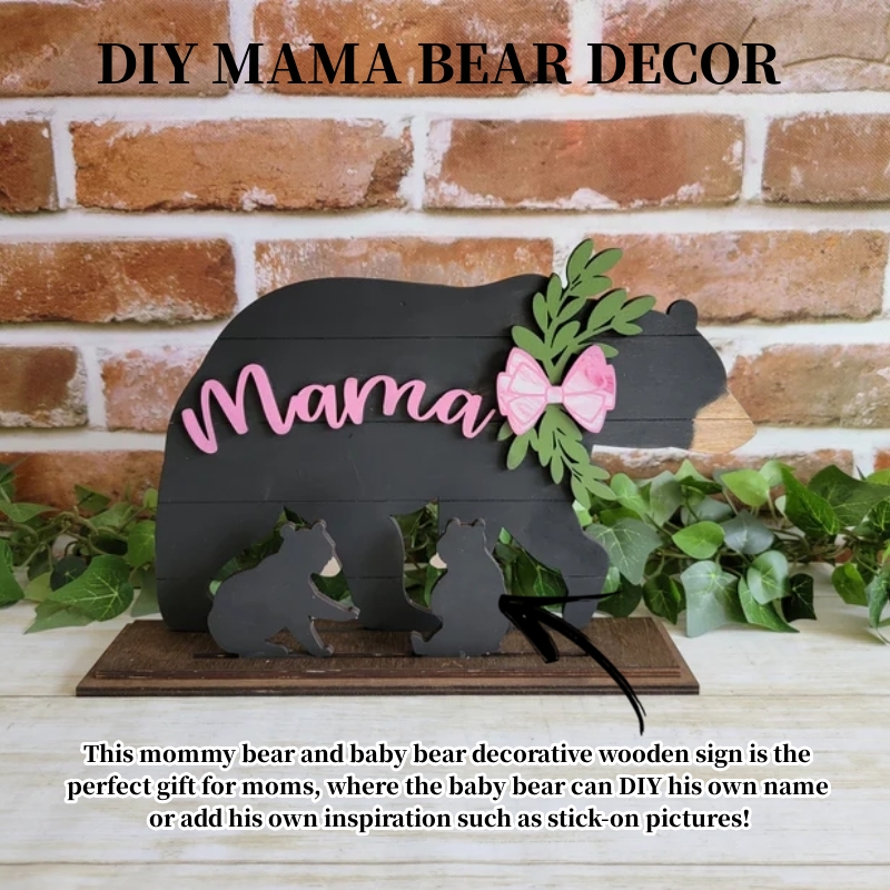 Handmade Mama Bear and Baby Bear Decorating Wooden Plaque
