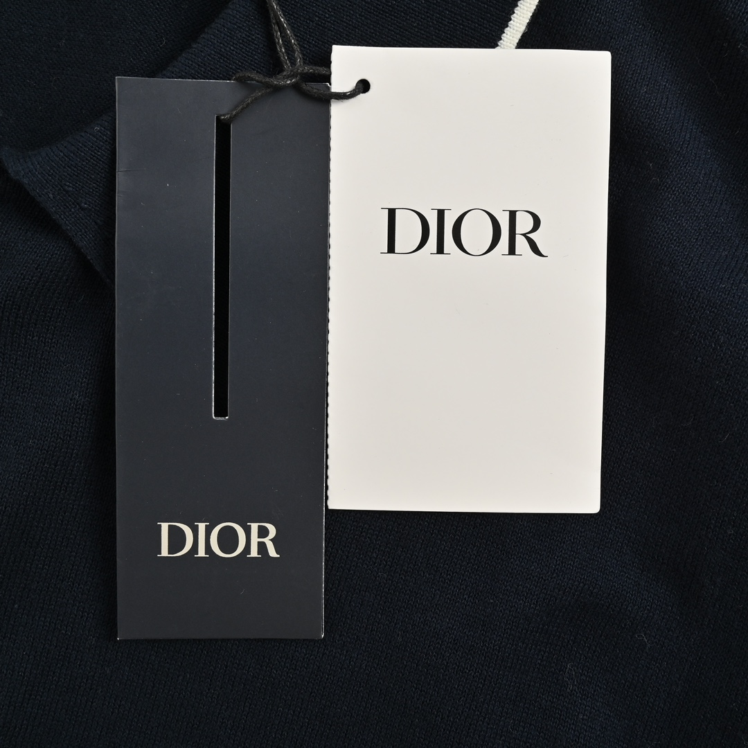 Dior 24ss embroidered small logo knitted Polo short sleeve