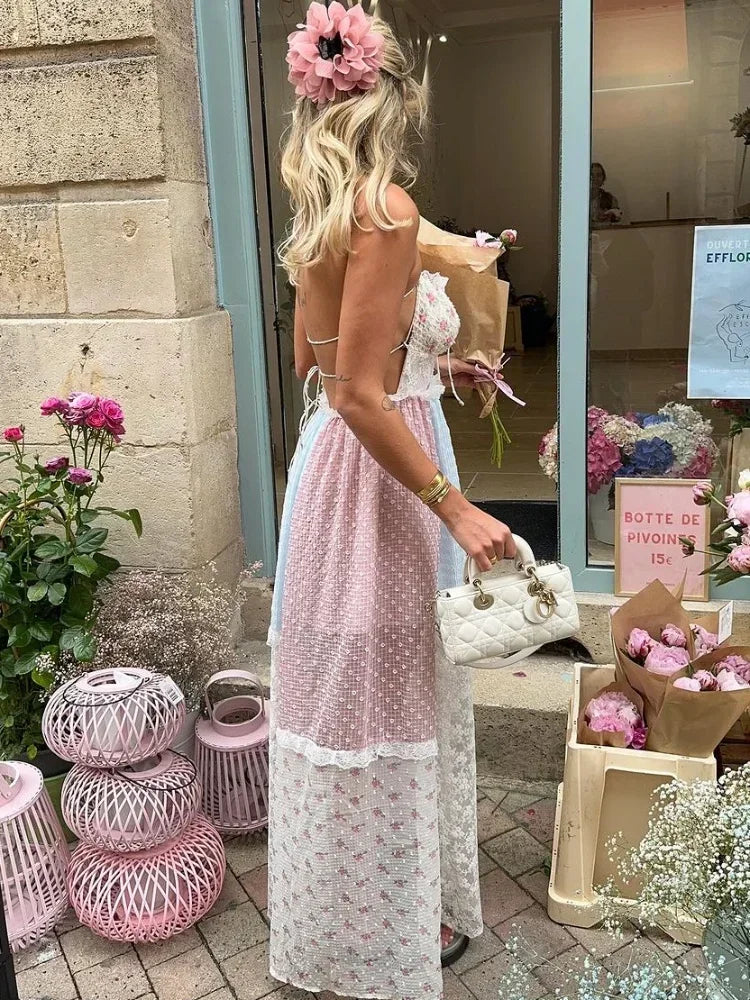 Strappy Patchwork Maxi Dress