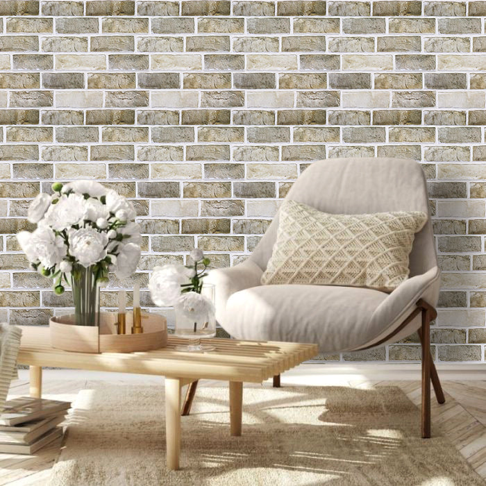 3D Brown-Gray Brick Peel and Stick Wall Tile