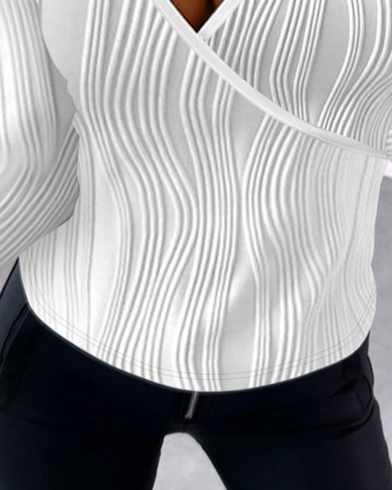 Long Sleeve Love Print Women's Fashion Top Water Ripple Design
