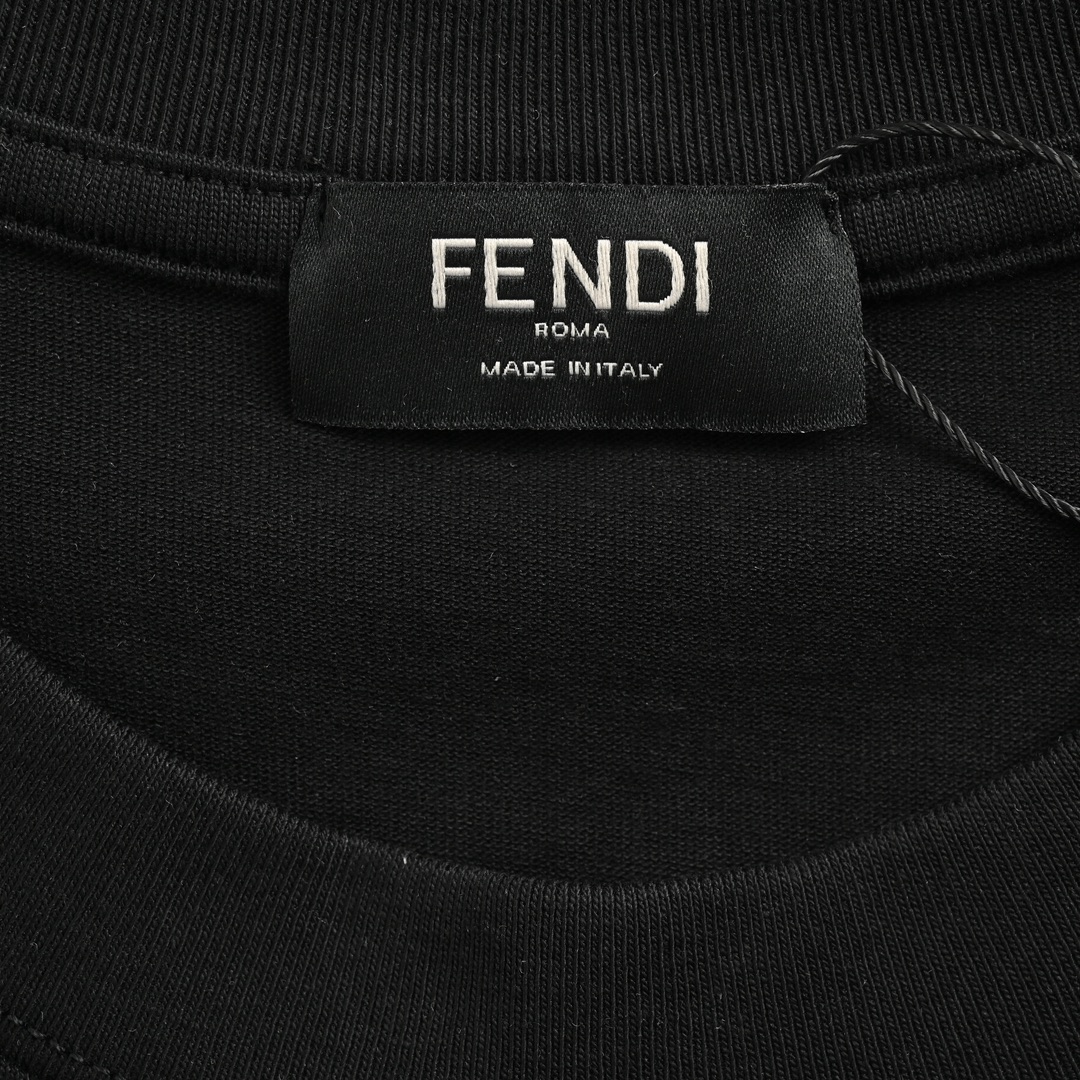 Fendi 24ss colorful letter embroidered short sleeve