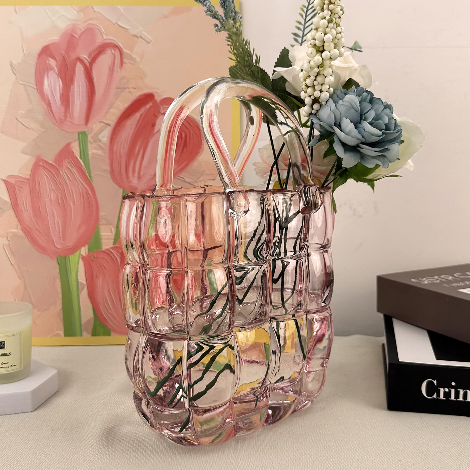 Elegant Handbag Vase for Exquisite Decor, Unique Glass Bag Vase with Fish Bowl Design
