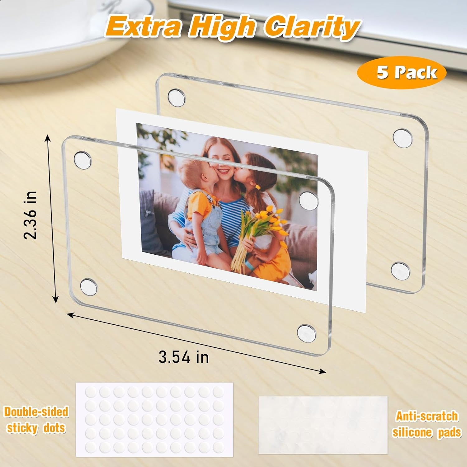 5 Pack- Acrylic Fridge Magnetic Frame (Flash Sale - 50% Off)