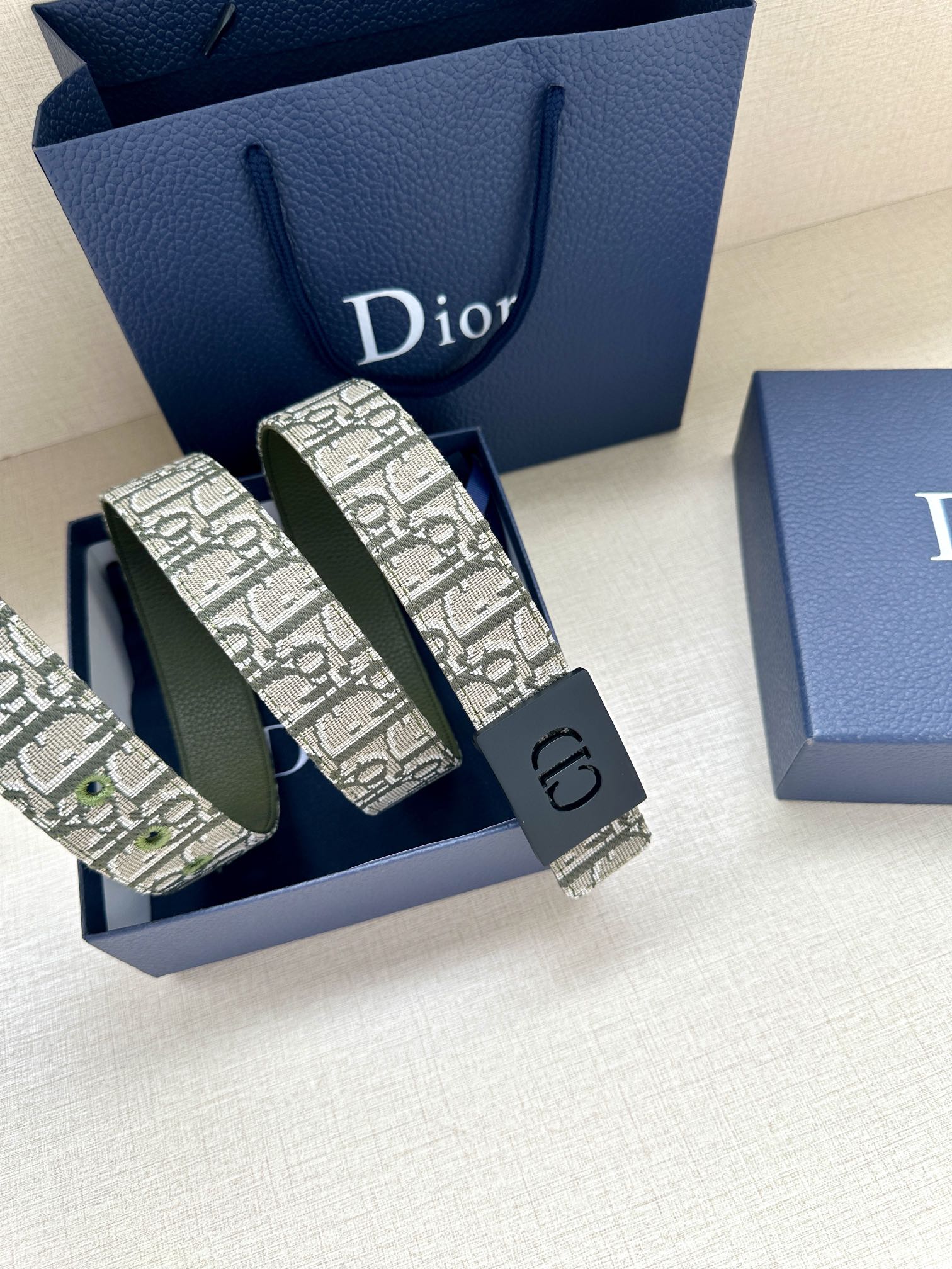 Dior CD Icon print leather belt 3.5CM wide