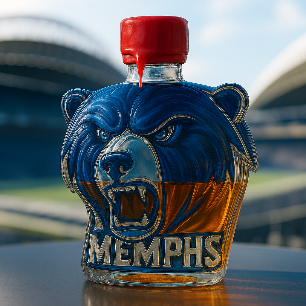 Memphis Grizzlies Bear Head Whiskey Bottle