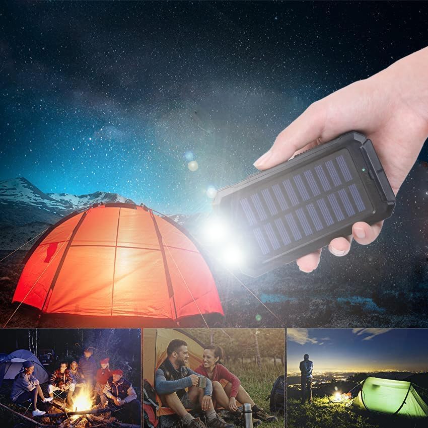 YELOMIN Solar Charger, 38800mAh Portable Solar Power Bank, Waterproof Battery Pack for Outdoor Activities, Camping External Backup Power Charger Dual USB 5V Outputs/LED Flashlights