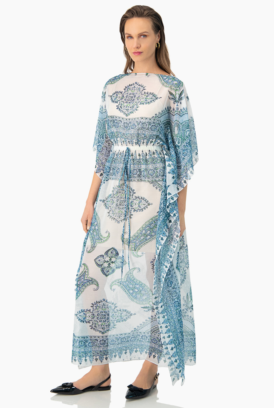 Vestido maxi manga tipo murcielago