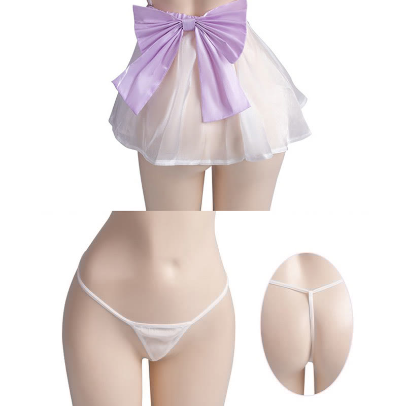 Vintage Maid Backless See-through Lingerie Dress