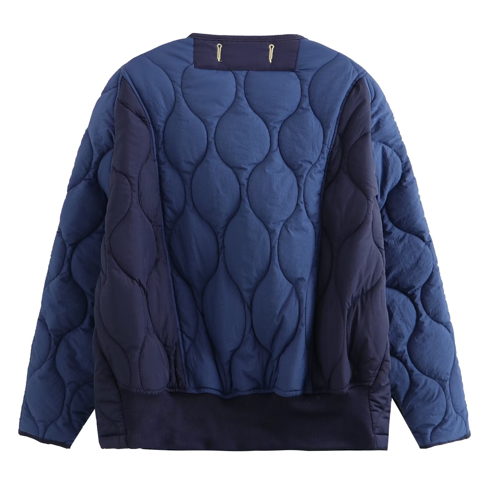 Winter Loose Slimming Color Block Crew Neck Double Pocket Cotton Jacket Women