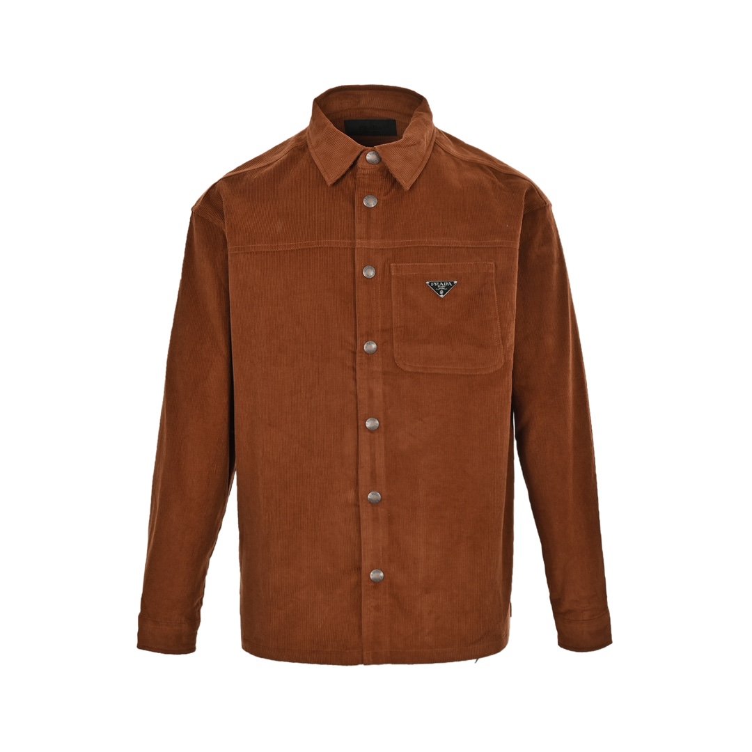 Prada 24Fw triangle logo corduroy shirt jacket