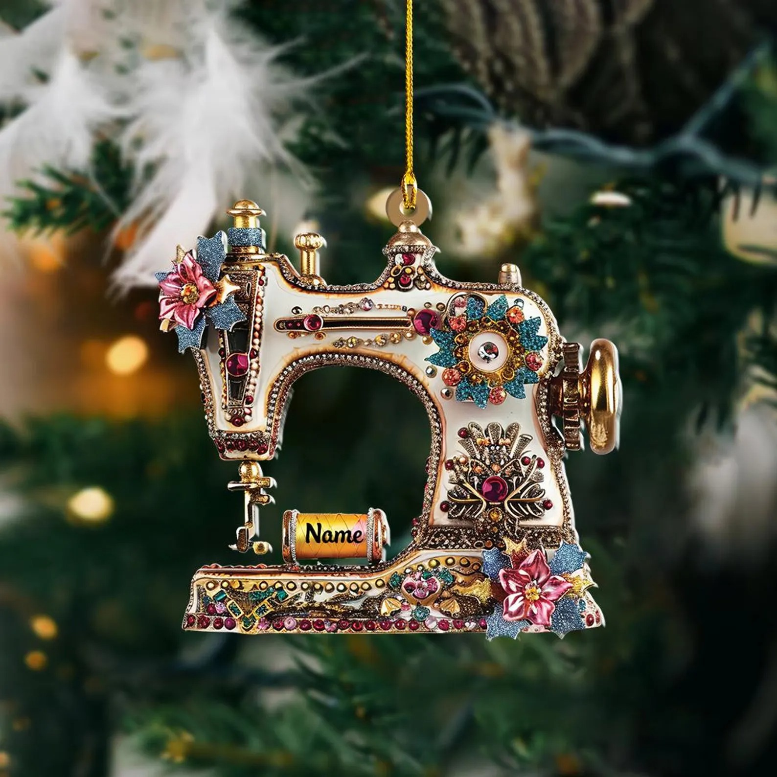 Sewing Machine Christmas 2D Flat Decoration