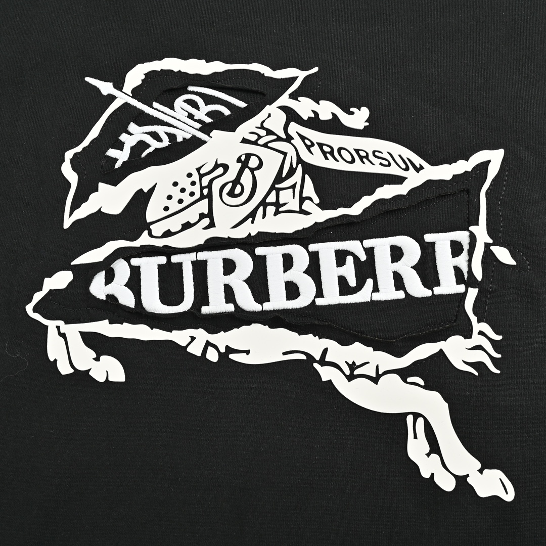Burberry 24ss Warhorse Laminating Hole Splicing Patches Embroidered Short Sleeve