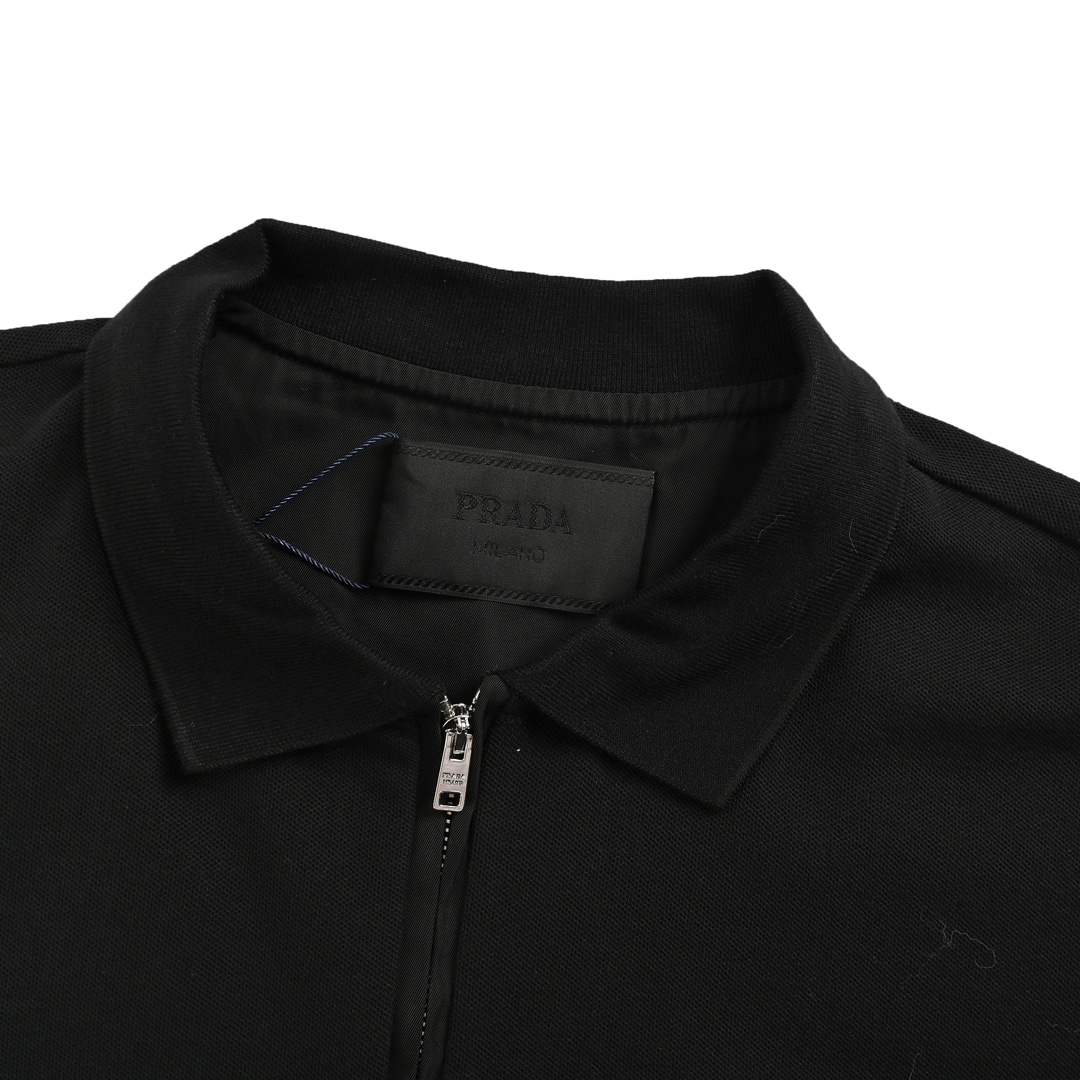 Prada 24Fw triangle logo long-sleeved polo shirt