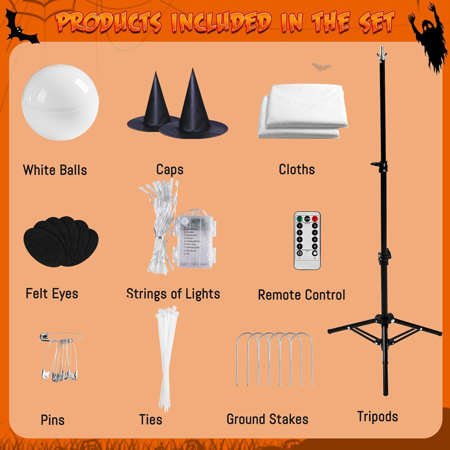 👻Sparkling Spooky Ghost Halloween Decoration-Cute ghost with Witch Hat