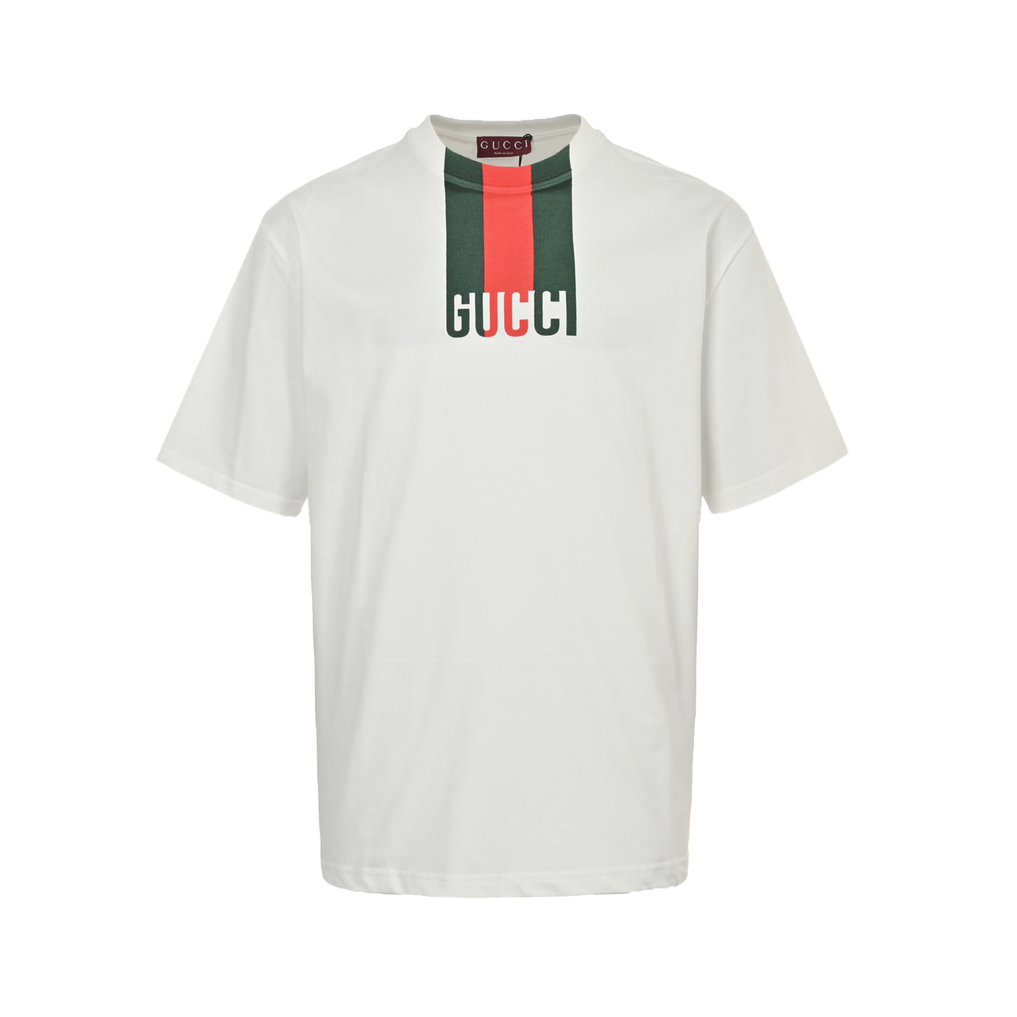 Gucci 25ss red and green striped letter print short sleeve