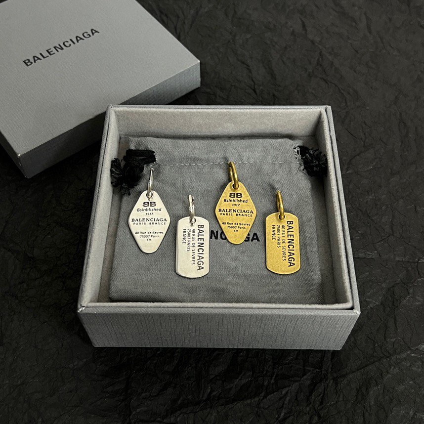 Balenciaga Engraved Nameplate Earrings