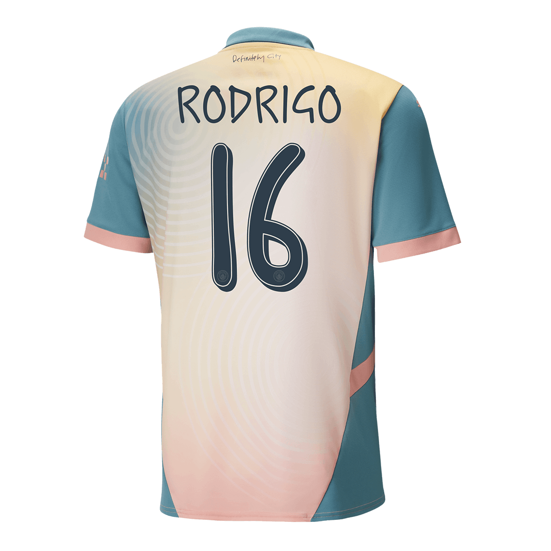 RODRIGO #16 Manchester City Football Jersey Fourth Away Custom Shirt 