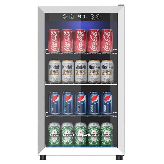 Honeywell Beverage Refrigerator and Cooler 115 Can Mini Fridge with Glass Door