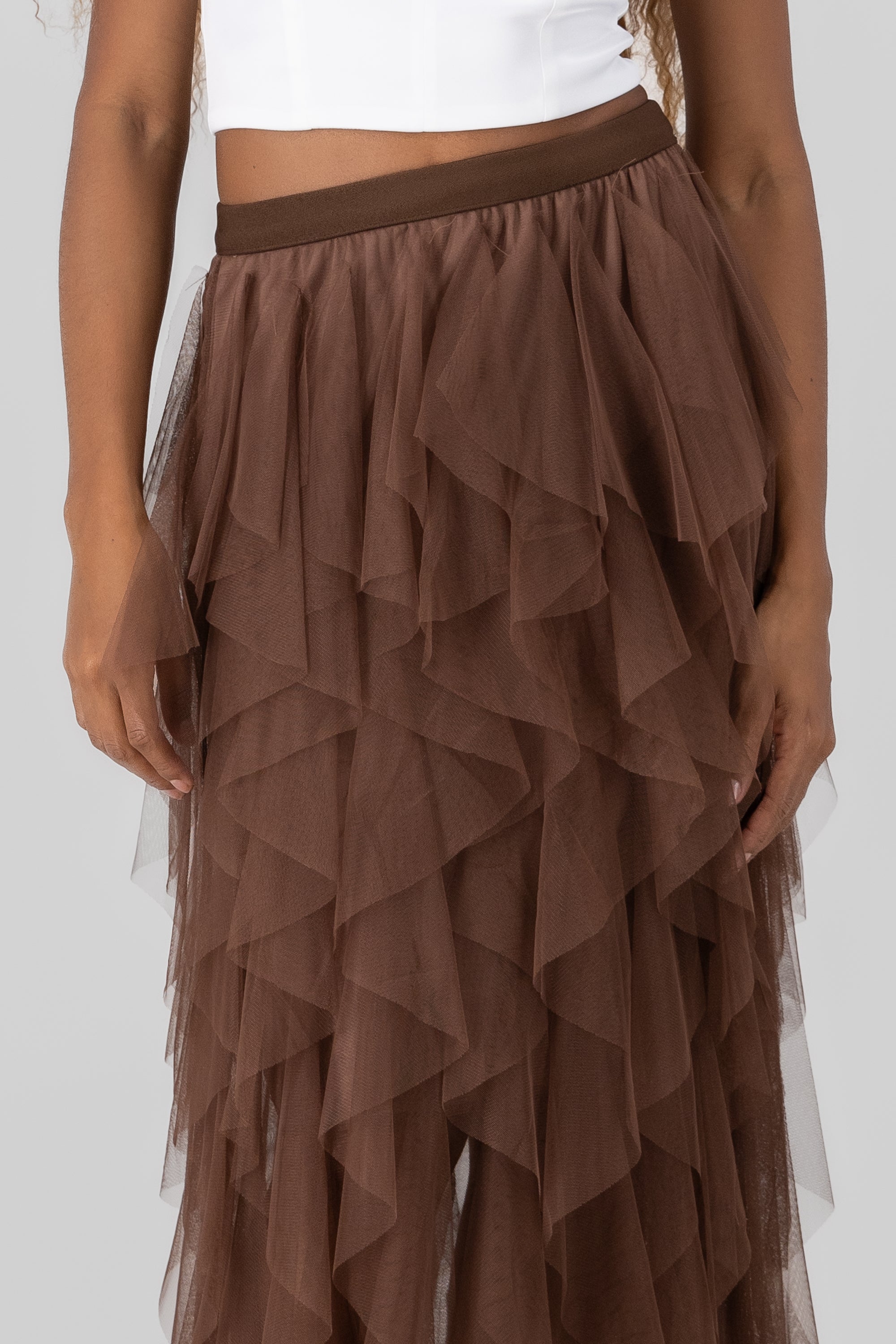 Mesh Layered Ruffled Skirt
